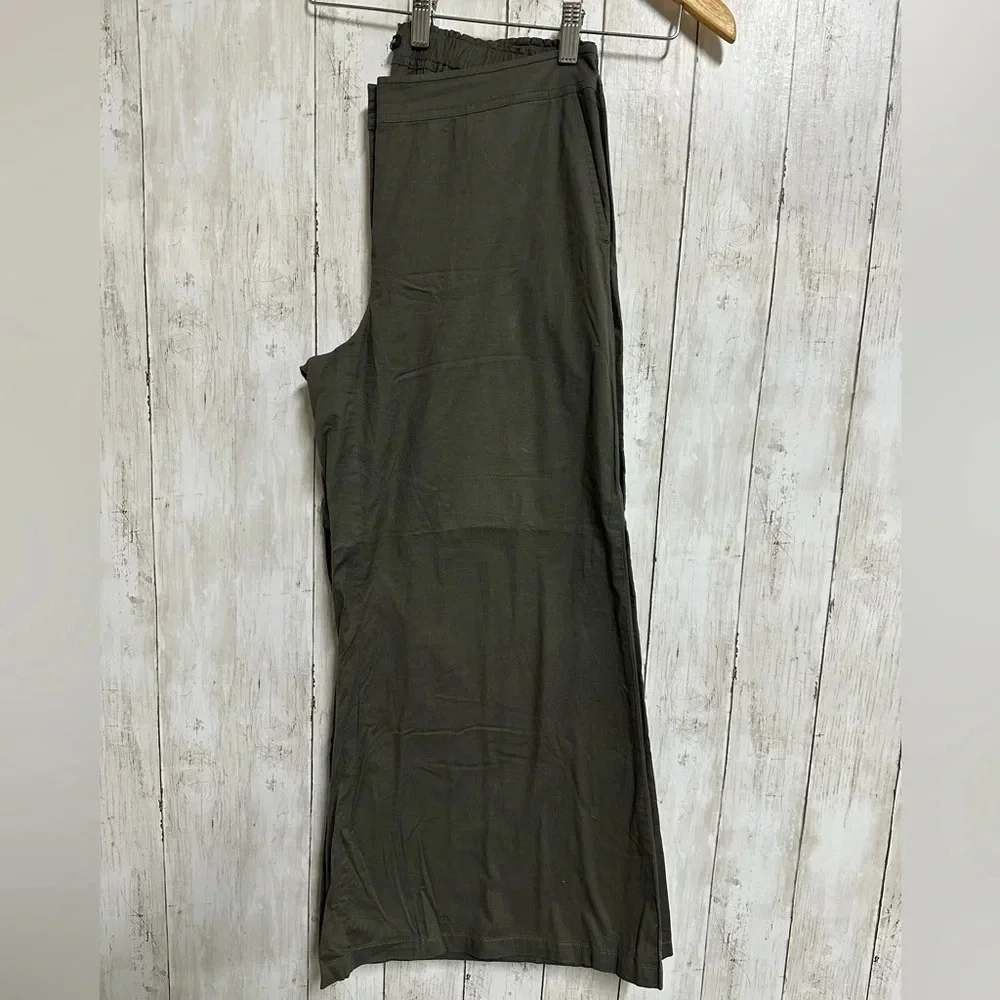 Eileen Fisher Hemp Green Cropped Wide Leg Pants Size Small - Picture 5 of 7